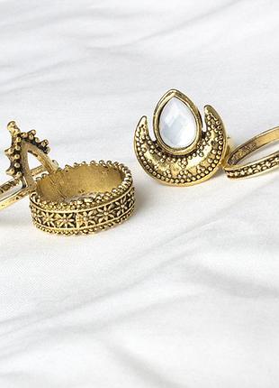 Набор, комплект из 4 колец в стиле ретро