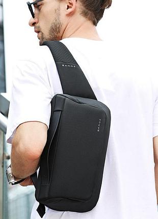 Сумка-бананка поясная bange bg 77111 влагостойкая борсетка сумка через плече цвет черный