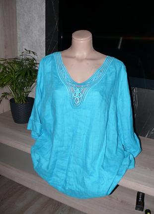 Блузка большого размера 24, 100% лён