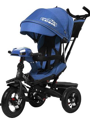 Велосипед коляска трехколесный с родительской ручкой детский tilly cayman тилли кайман синий лён