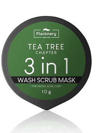 Скраб для лица plantnery tea tree 3 в 1 - очищение, скрабирование, маска, 10 гр