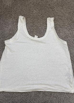 Нова біла льняна трикотажна майка топ 💯 льон h&m m 38 швеція 🇸🇪
