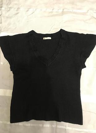 Вовняний теплий брендовий жилет promod чорна жіноча кофта джемпер