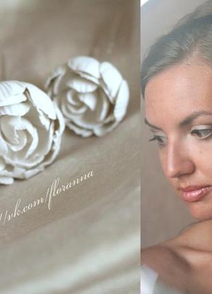 Комплект шпильок шпильки з квітами ручної роботи "півонії айворі"