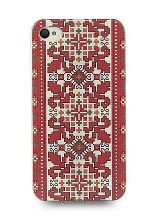 Чехол накладка для iphone 4 красная вышиванка