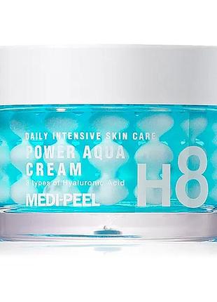 Капсульный крем для увлажнения, выравнивания тона medi-peel power aqua cream h8 - зволожуючий крем для обличчя