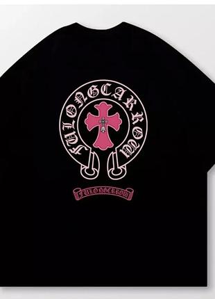 Футболка chrome hearts logo унісекс хром хартс з хрестами новинка чорна