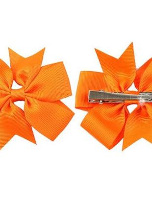 Детская заколка-бантик оранжевая, 1шт., размер бантика 8см