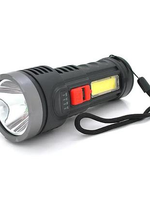 Ручной фонарь l-822, 5w led + cob, пластиковый корпус, встроенный аккумулятор