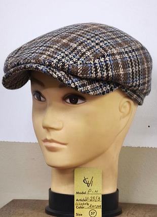 Кепка мужская реглан гаврош хулиганка шерстяная демисезонная 25/3 comfort heads весенняя осенняя клетка коричн