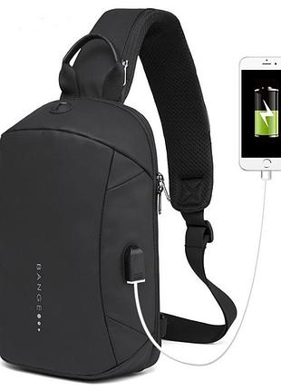 Однолямковий рюкзак bange bg-1912 usb порт 6 л чорний
