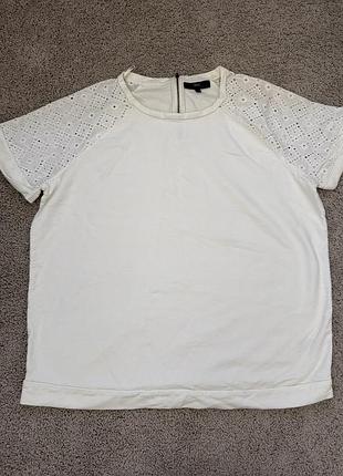 Біла бавовняна тепла трикотажна футболка з мереживом next  20 54-56 uk 🇬🇧