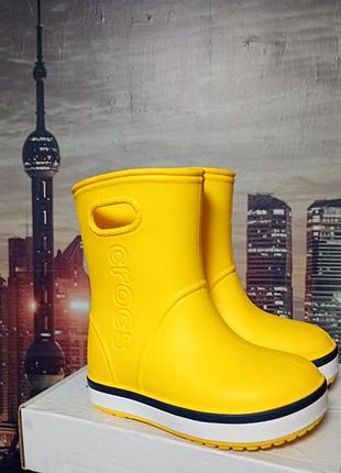 Резиновые сапоги детские crocs crocband rain boot 205827-734, размер 9, длина стельки 16 см, производитель вьетнам