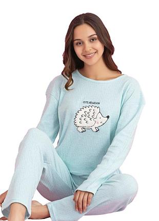 Женская пижама теплая мятная p316