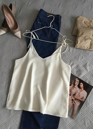 Роскошная блуза на завязках свободного кроя на двойном шифоне цвета шампань в размере 12