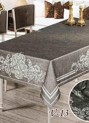Скатертина "verolli" - водонепроникна сірий, беж, бордо, зелений, шоколадний , 160/400 див.