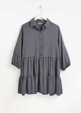 Сукня сорочка в клітинку вільна ярусна плаття