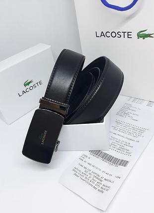 Мужской кожаный ремень черный пряжка автомат