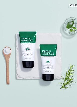 Солнцезащитный крем some by mi truecica mineral 100 calming suncream spf 50 pa++++ пробник