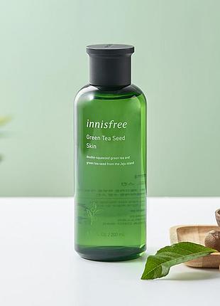 Тонер для лица с маслом семян зеленого чая innisfree green tea seed skin 200 мл