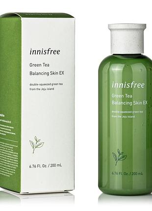 Балансирующий тонер с зеленым чаем innisfree green tea balancing skin 200 мл