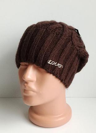 Шапка женская вязаная т.м.braxton сезон осень-зима удлиненная коричневый