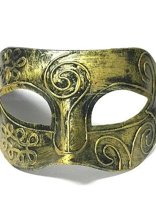 Маска мужская карнавальная гладиатор рыцарь золото серебро