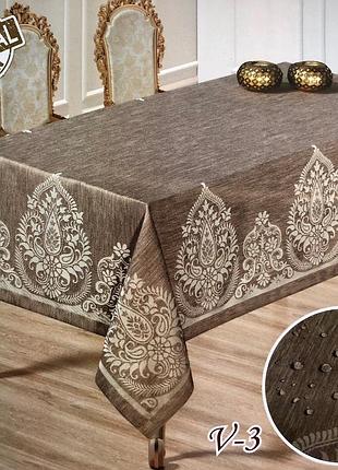 Скатертина "verolly" - водонепроникна сірий, беж, бордо, зелений, шоколадний, 160/220 см