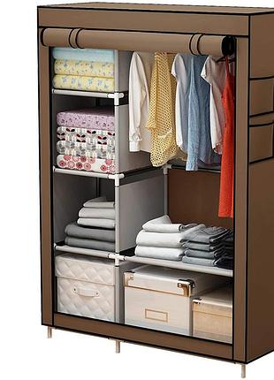 Тканевый шкаф складной storage wardrobe km-105 на 2 секции (106х45х170 см), органайзер для одежды