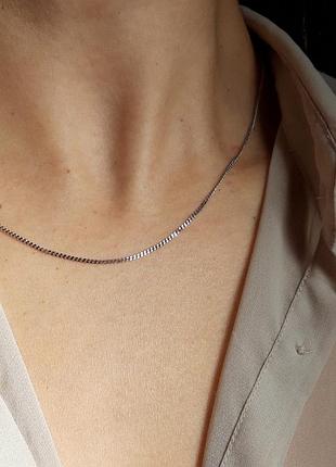 Цепь серебряная панцерное плетение тонкая