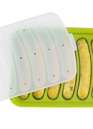 Форма силиконовая для домашних сосисок и кебабов из 6 шт + крышка с отверстиями