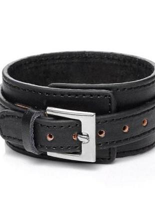 Браслет мужской кожаный на руку черный