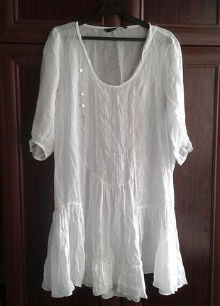 Белая туника/платье zara woman из рами, размер m