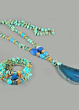 Комплект з агату — намисто та браслет