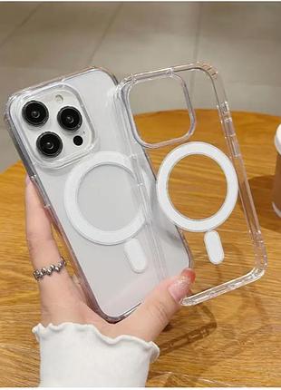 Чехол на iphone 13 с магнитной беспроводной зарядкой, с защитой камеры, с поддержкой magsafe прозрачный