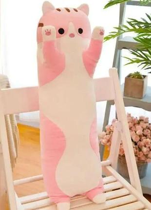 Мягкая игрушка кот батон 50 см анстистресс коричневый розовый