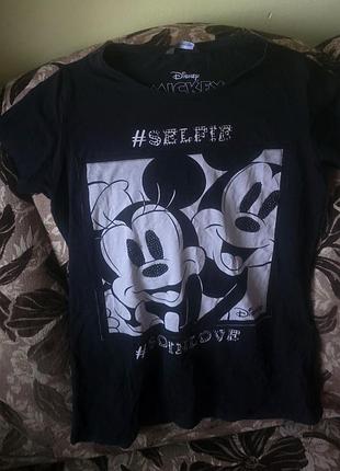 Черная футболка disney с микки