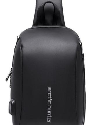 Однолямочный рюкзак arctic hunter xb00081 чоловічий міський вологостійкий чорний 5л