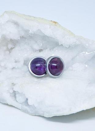 Серьги гвоздики сталь аметист арт. 77253