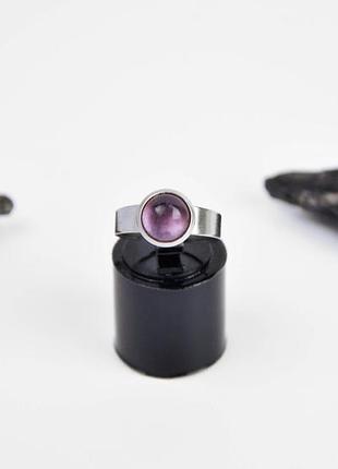 Кільце з мед. сталі з аметистом, лабрадором, рожевим кварцем аметист арт. 77174