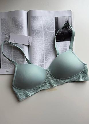 735 классический гладкий бюстгальтер с кружевом без косточек