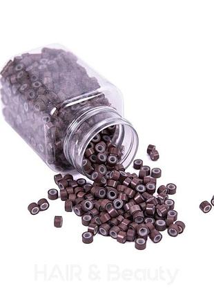 Микрокольца для наращивания волос с силиконом, 500 шт. цвет: 5 коричневый