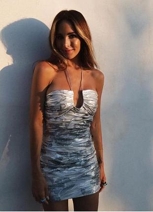 Распродажа! металлизированное мини платье zara, рр m-l