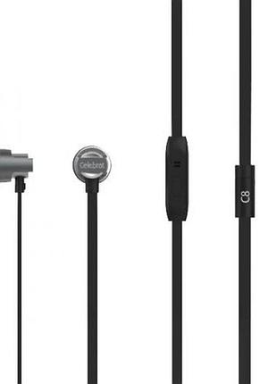 Вакуумные наушники с микрофоном celebrat c8 super bass черные