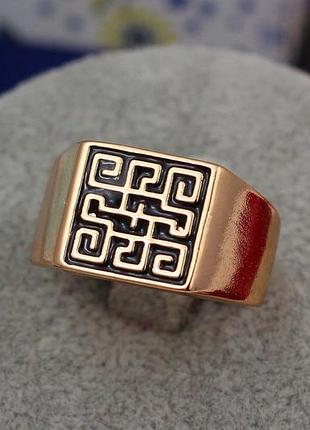 Печатка xuping jewelry 19,20,21,22 квадратная лабиринт золотистая