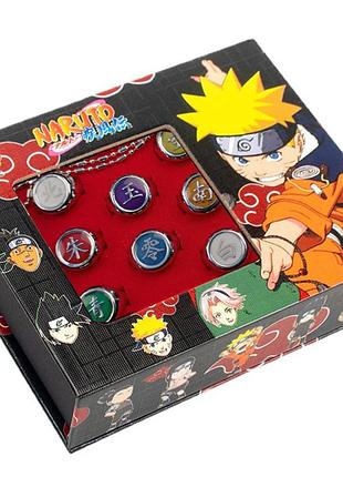 Набір кілець наруто (світяться) в подарунковій упаковці - косплей аніме - naruto