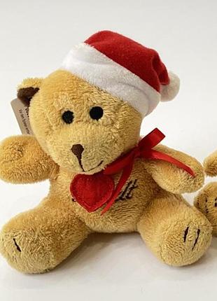 Мягкая игрушка мишка медведь новогодний медвежонок в новогодней шапке мʼяка плюшева іграшка ведмедик новорічний