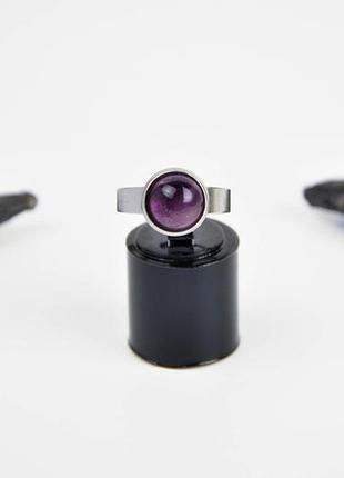 Кольцо из мед. стали с аметистом, лабрадором, лунным камнем, авантюрином, нефритом, агатом, кварцем аметист