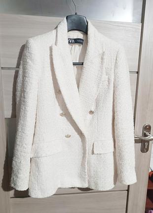 Твидовый пиджак жакет блейзер zara