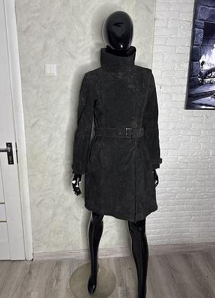 Утеплене шкіряне пальто плащ  camaieu